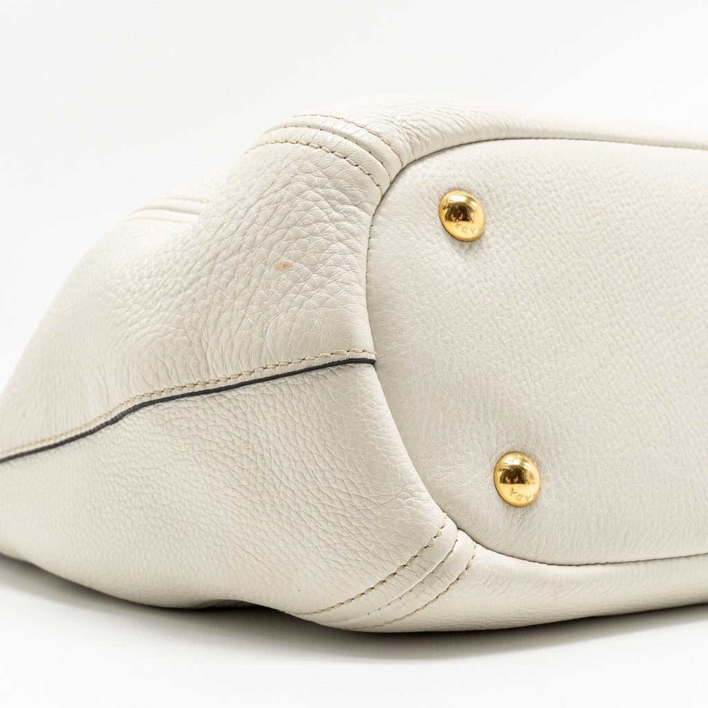 PRADA VITELLO DAINO BAG LEATHER WHITE GHW