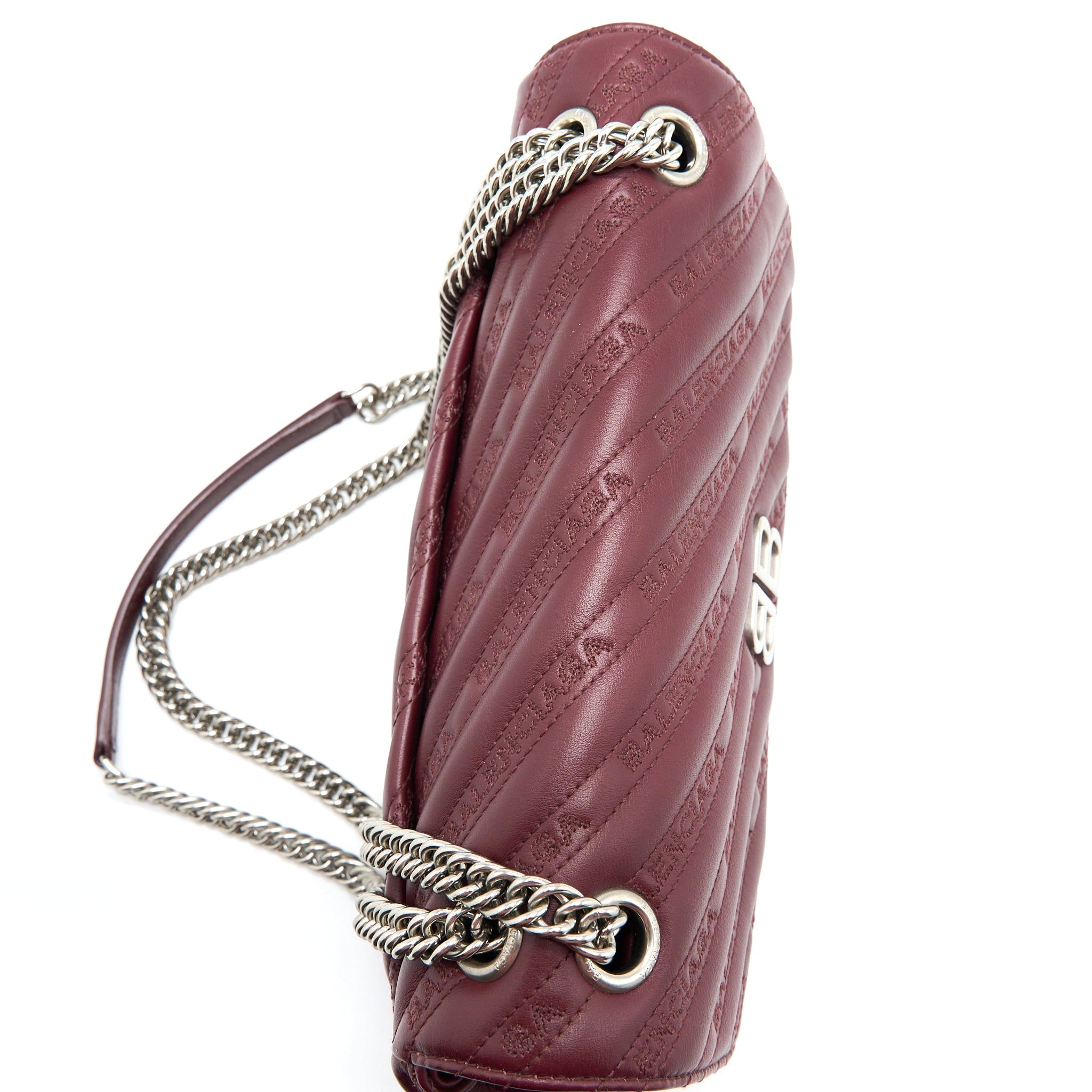BALENCIAGA LOGO SHOULDER BAG DARK RED SHW