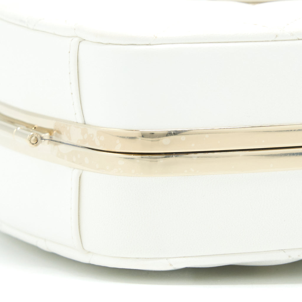 CHANEL QUILTED CLUTCH BAG LAMBSKIN WHITE LGHW