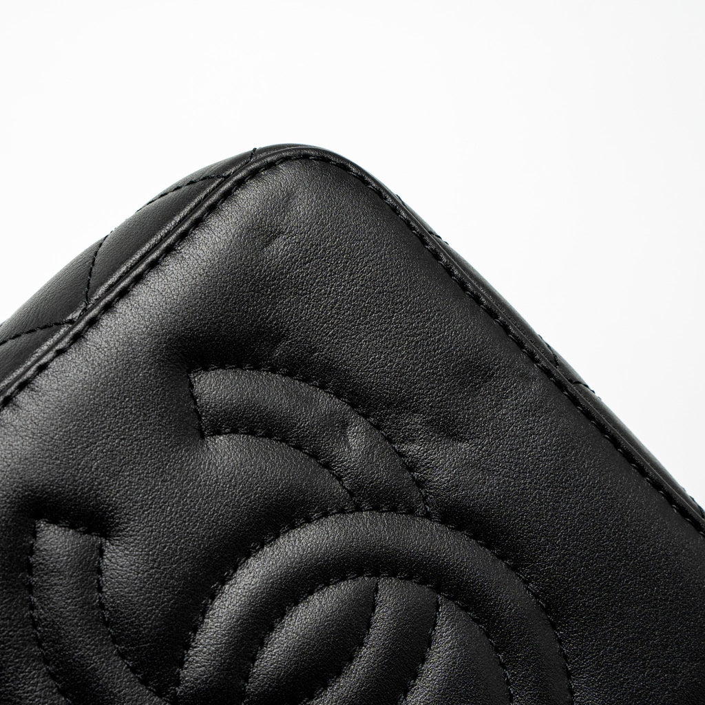 CHANEL TOP HANDLE VANITY CROSSBODY BAG CALFSKIN BLACK BRUSHED GHW (MICROCHIP)