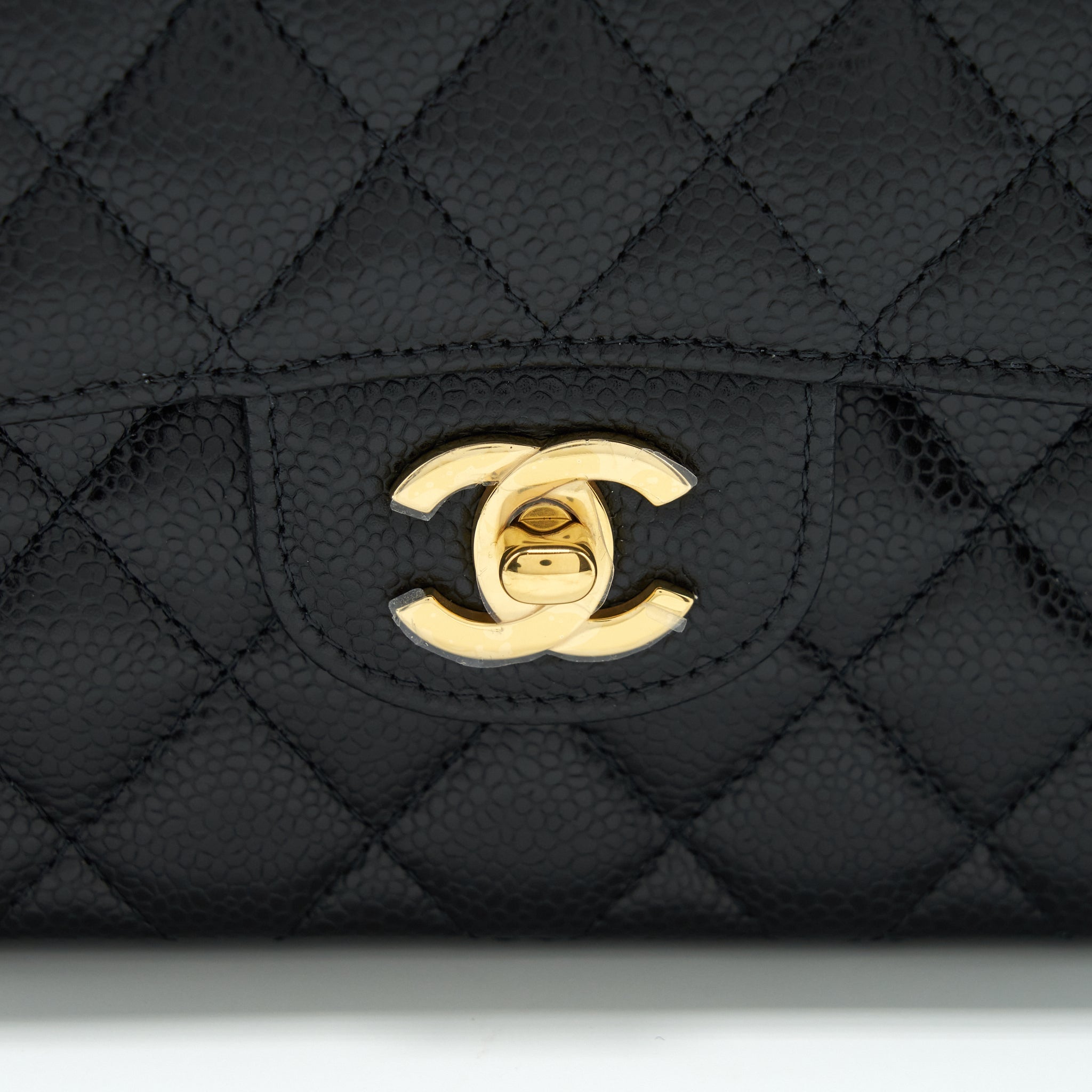 CHANEL SMALL CLASSIC DOUBLE FLAP BAG CAVIAR BLACK GHW (MICROCHIP)