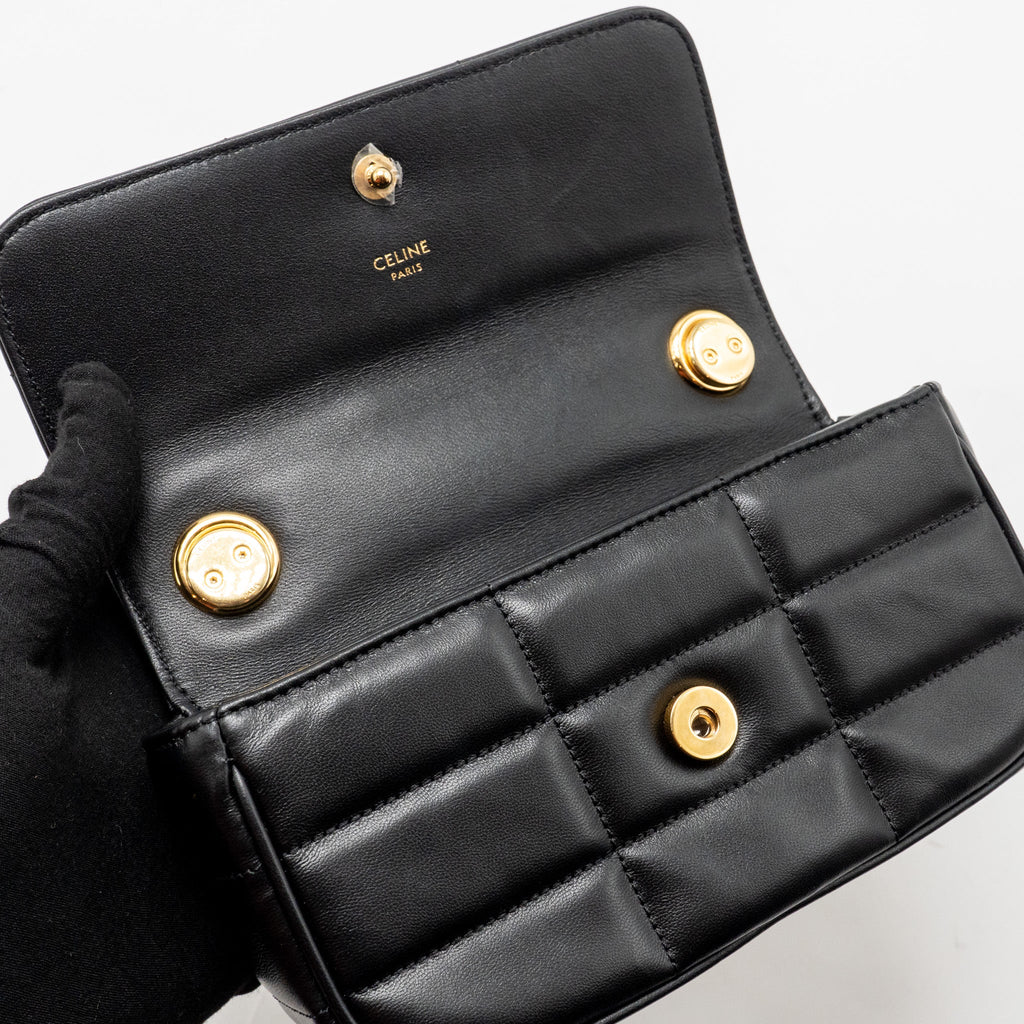CELINE MATELASSE MINI CHAIN SHOULDER BAG CALFSKIN BLACK GHW