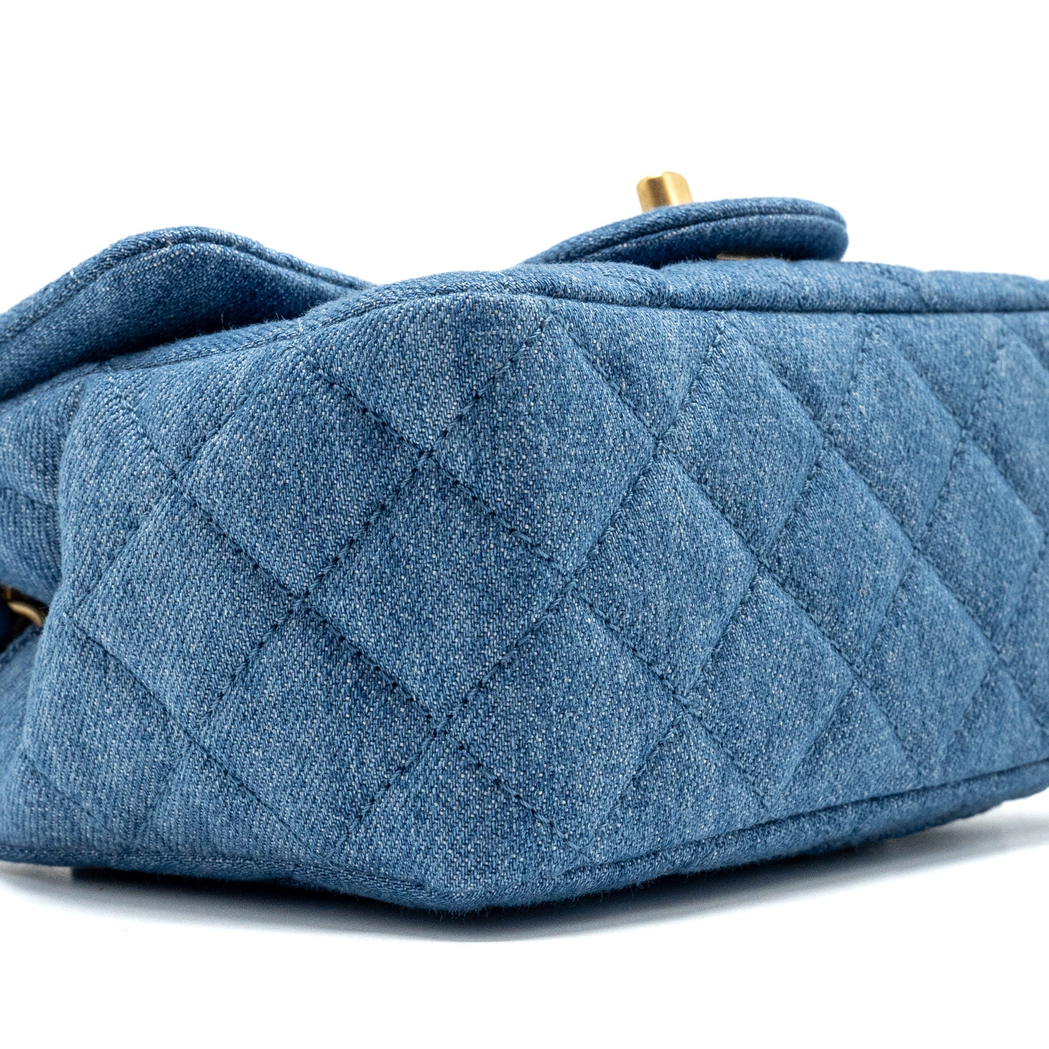 CHANEL PEARL CRUSH MINI SQUARE FLAP BAG DENIM BLUE GHW (MICROCHIP)
