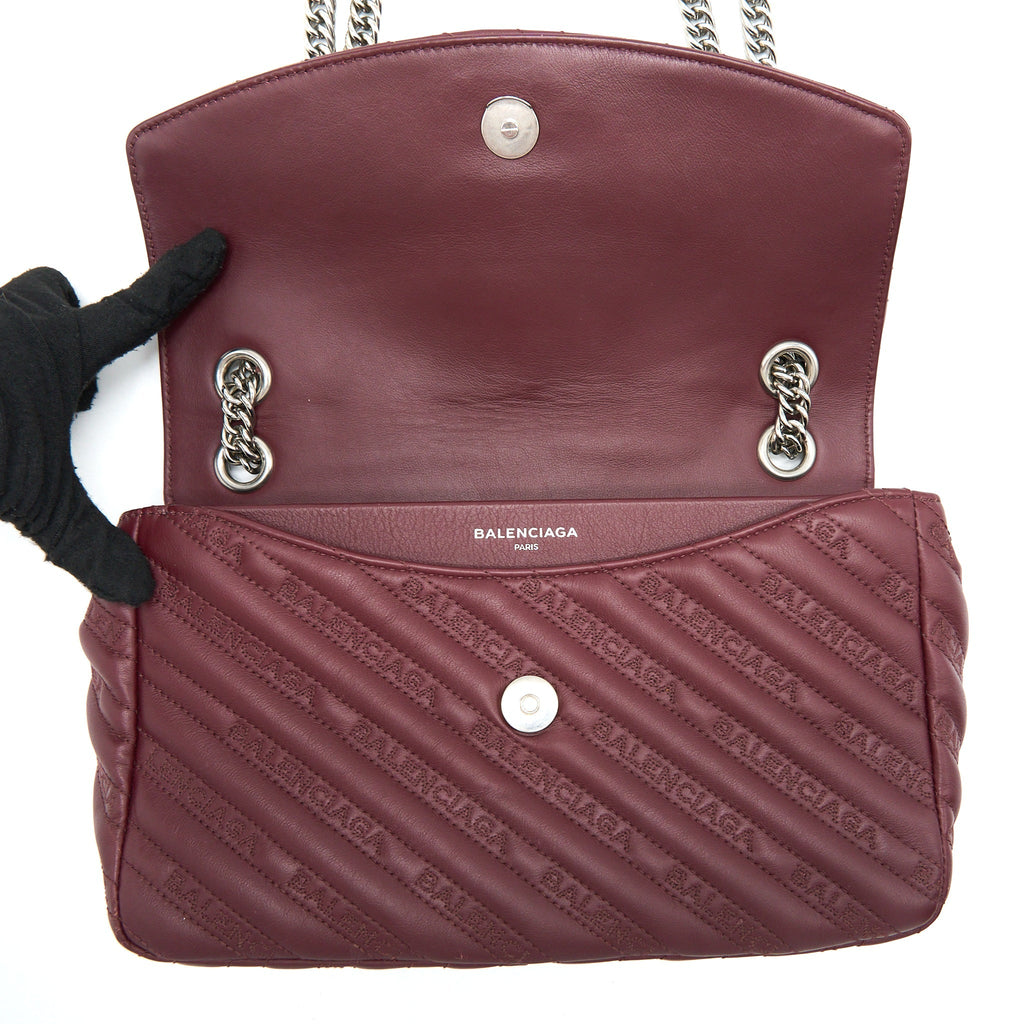 BALENCIAGA LOGO SHOULDER BAG DARK RED SHW