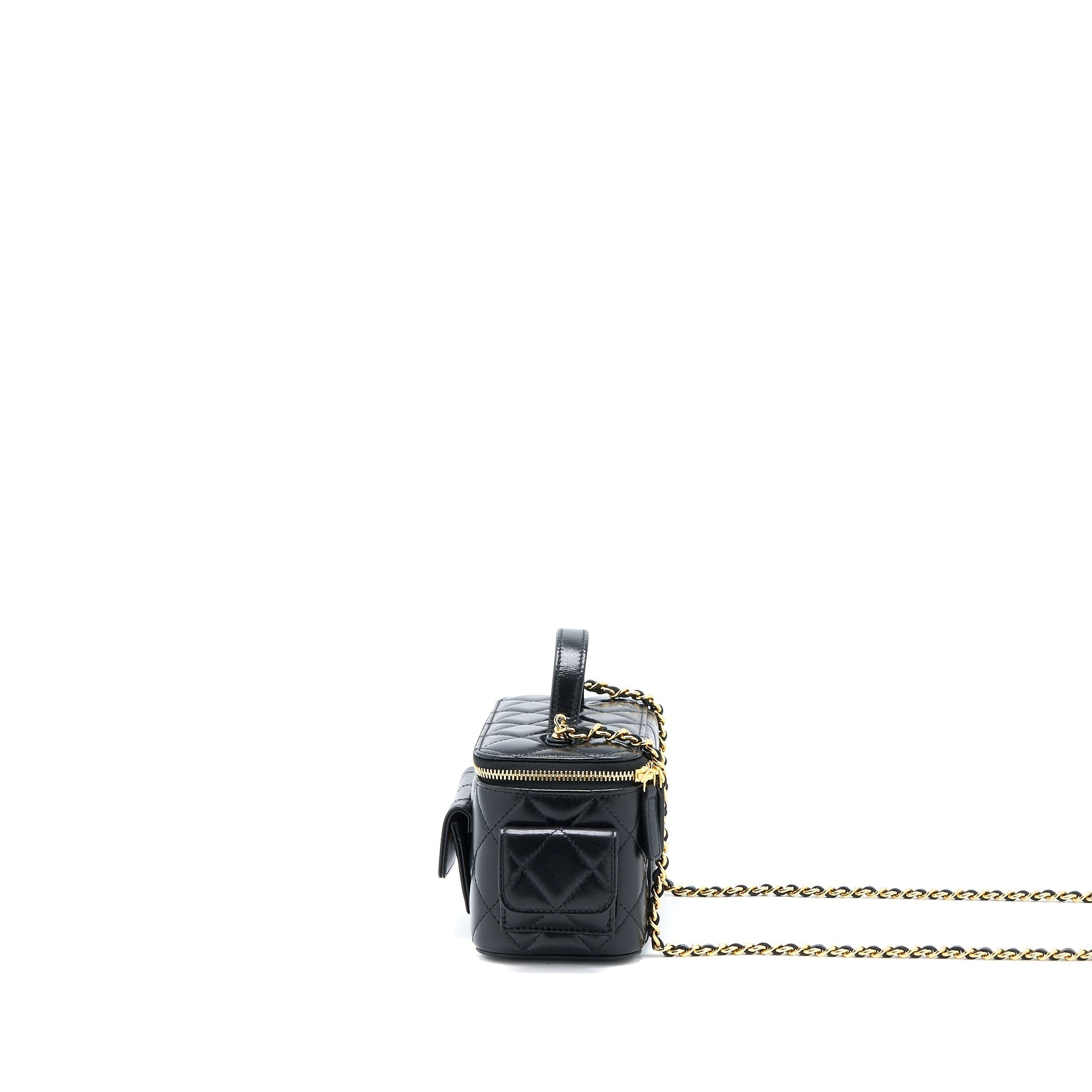 CHANEL 22K TOP HANDLE POCKET LONG VANITY WITH CHAIN BLACK GHW