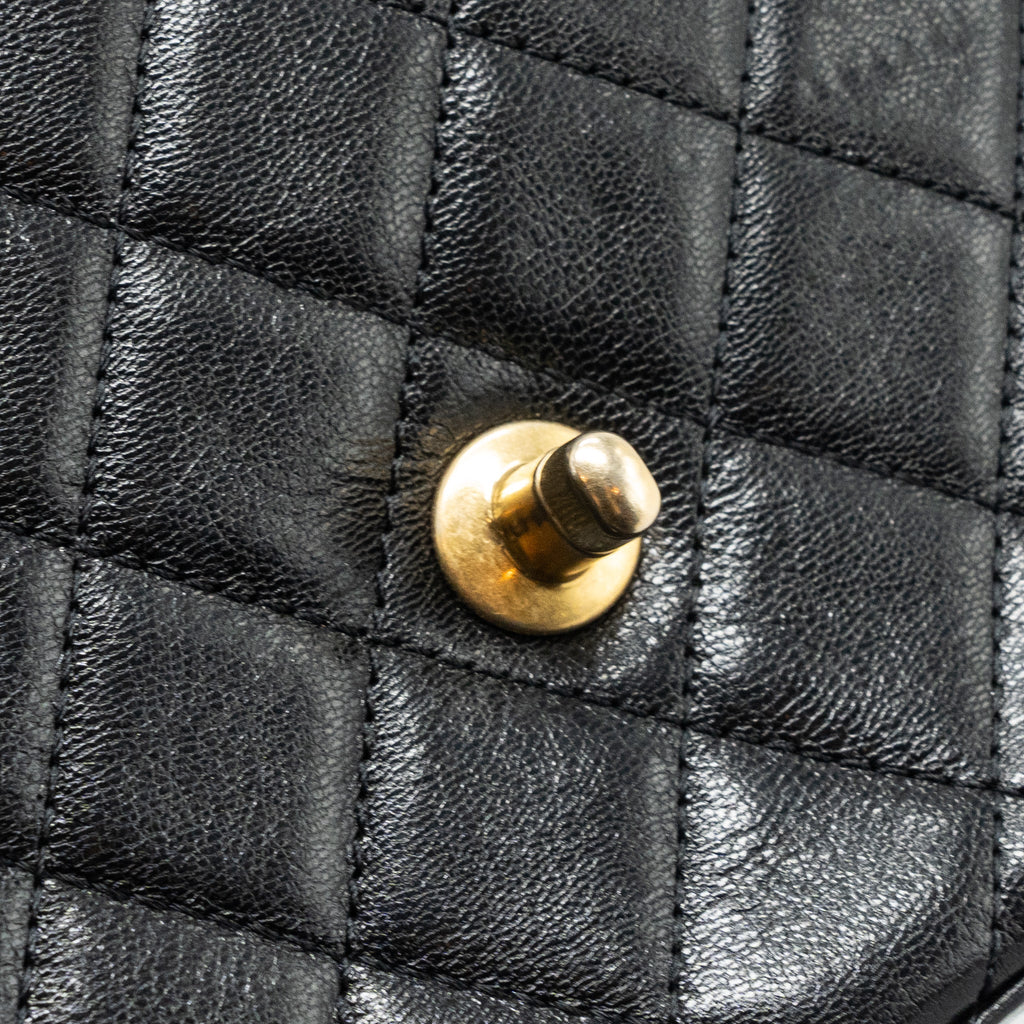 CHANEL 22K RETRO NEW SQUARE LARGE FLAP BAG GOATSKIN BLACK GHW (MICROCHIP)