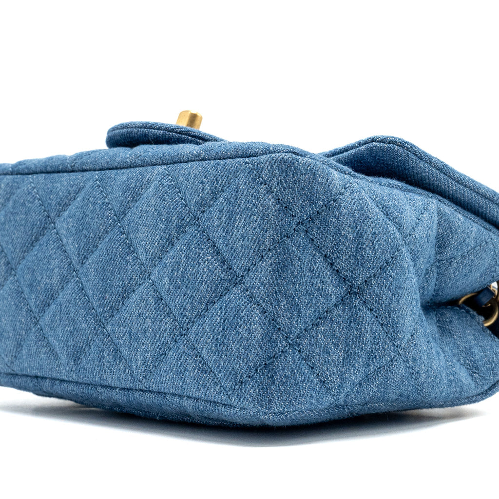 CHANEL PEARL CRUSH MINI SQUARE FLAP BAG DENIM BLUE GHW (MICROCHIP)