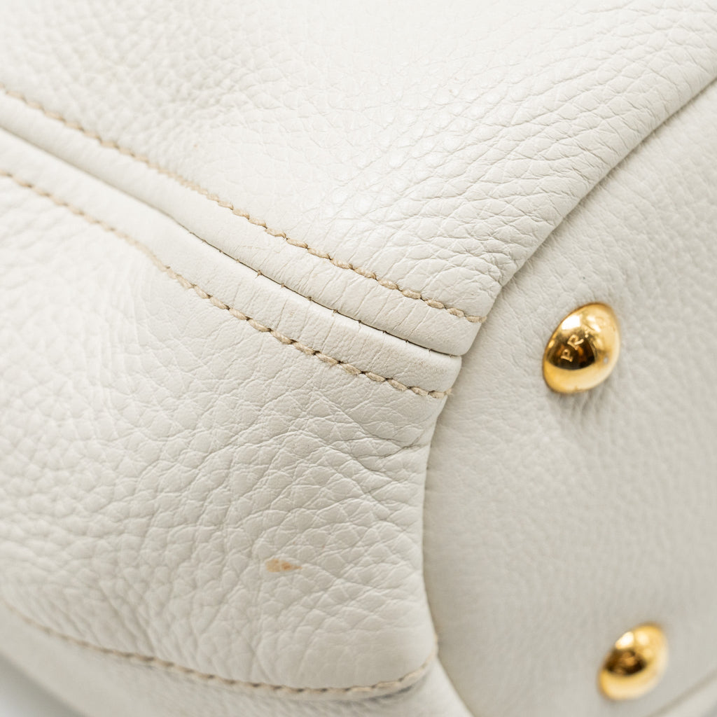PRADA VITELLO DAINO BAG LEATHER WHITE GHW