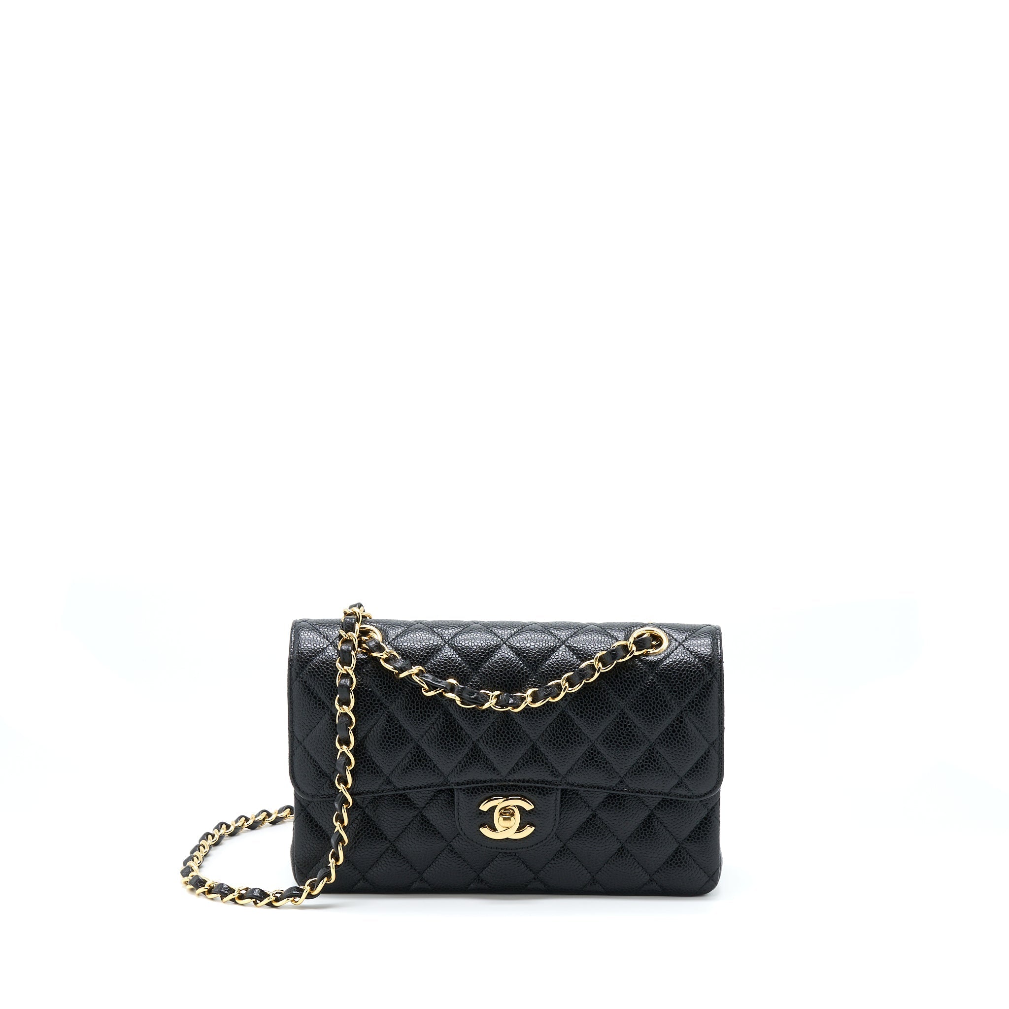 CHANEL SMALL CLASSIC FLAP BAG CAVIAR BLACK GHW(MICROCHIP)