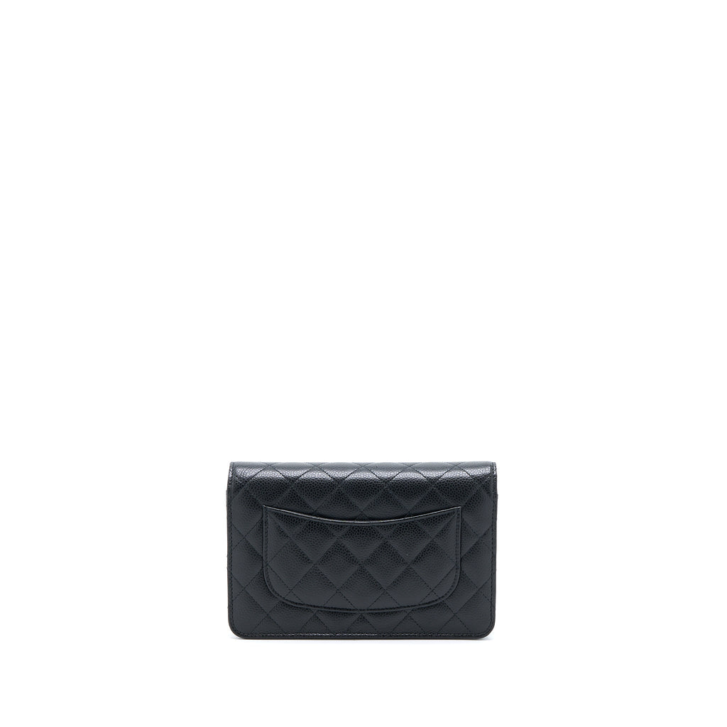 CHANEL CLASSIC WALLET ON CHAIN CAVIAR BLACK GHW (MICROCHIP)