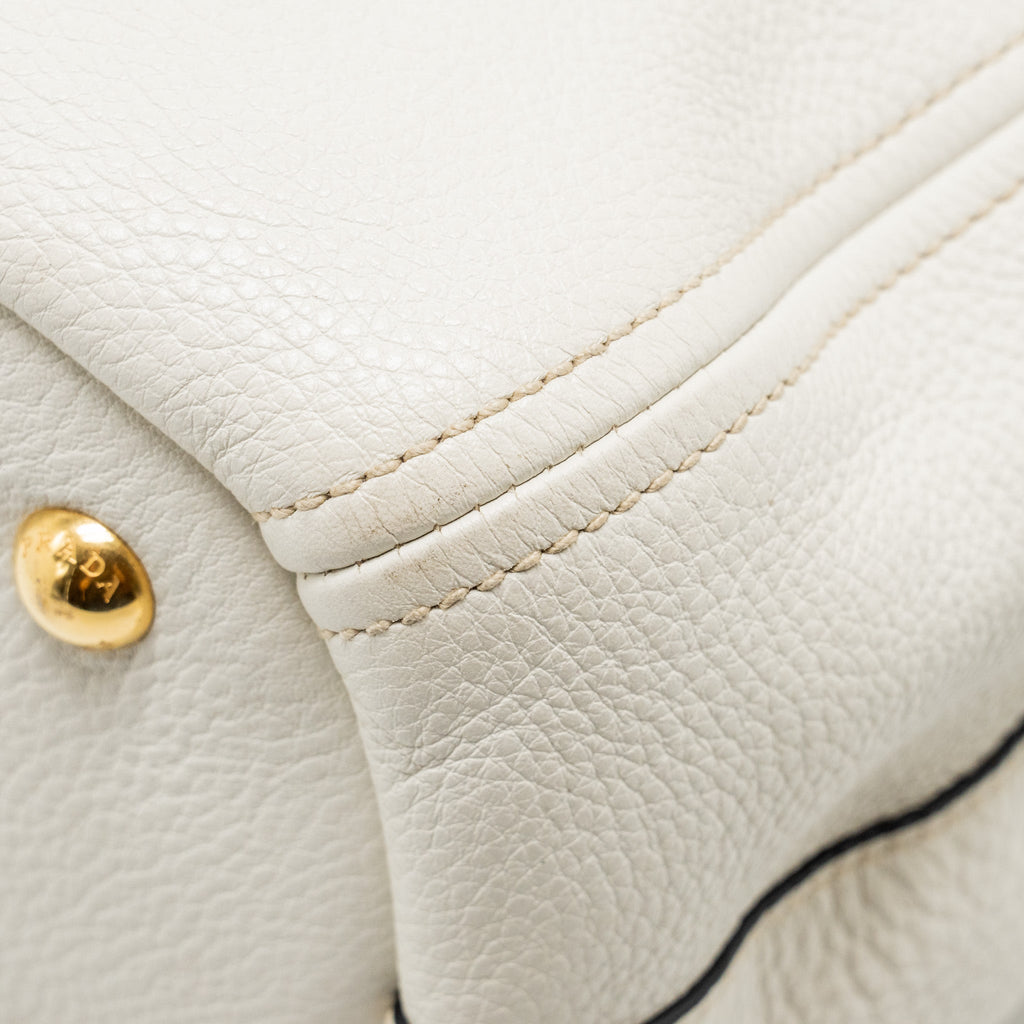 PRADA VITELLO DAINO BAG LEATHER WHITE GHW
