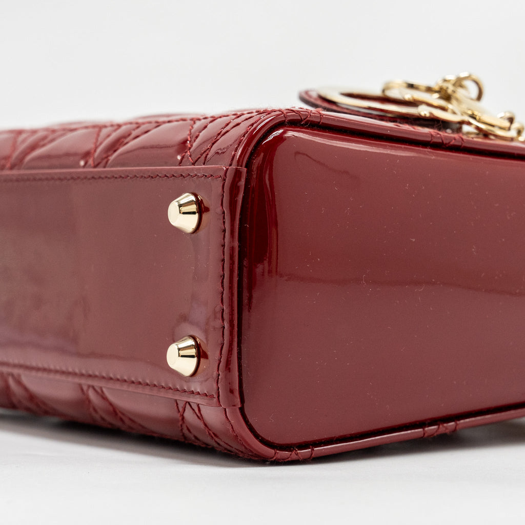 DIOR MINI LADY DIOR PATENT RED LGHW