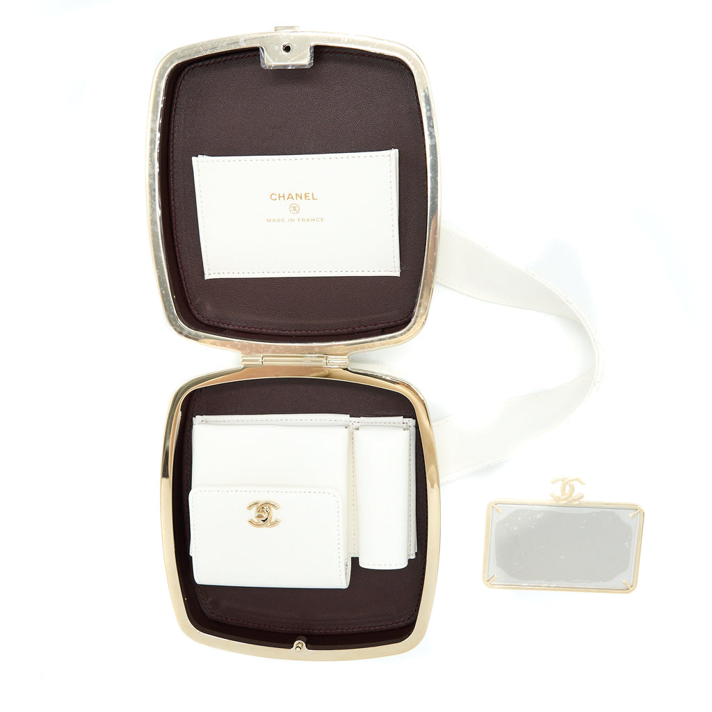 CHANEL QUILTED CLUTCH BAG LAMBSKIN WHITE LGHW