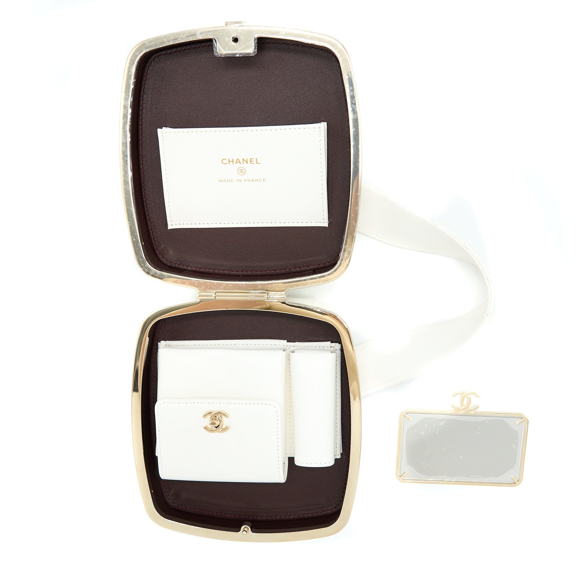 CHANEL QUILTED CLUTCH BAG LAMBSKIN WHITE LGHW