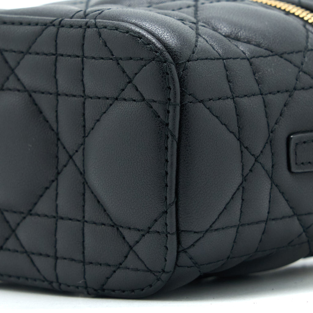 DIOR MICRO LADY DIOR VANITY CASE LAMBSKIN BLACK LGHW