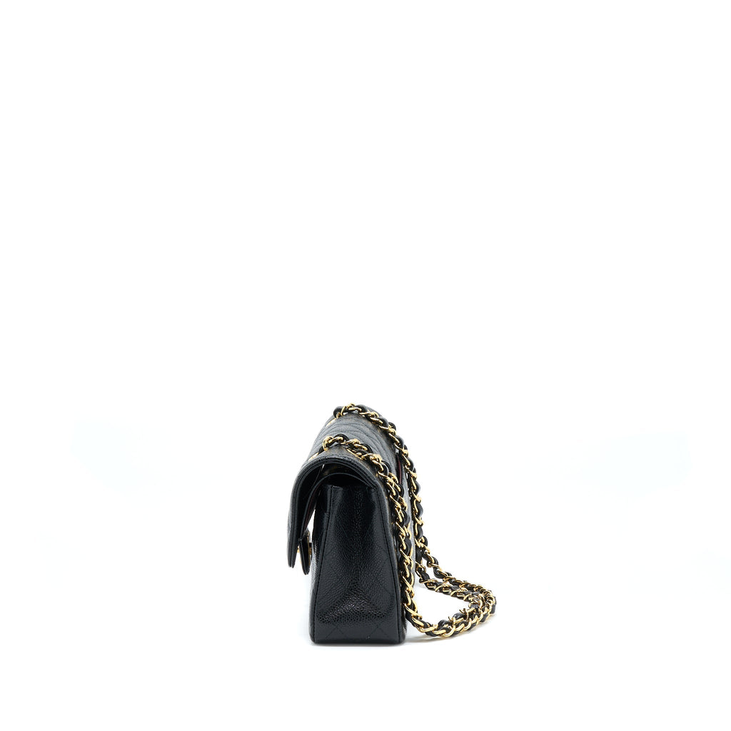 CHANEL SMALL CLASSIC FLAP BAG CAVIAR BLACK GHW(MICROCHIP)