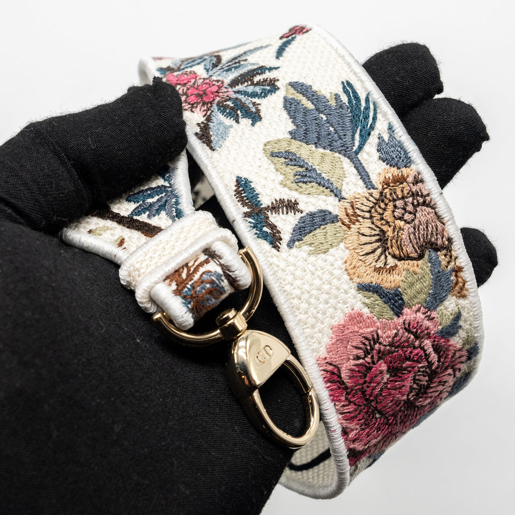 DIOR MEDIUM LADY D-LITE BAG EMBROIDERY WHITE/MULTICOLOR LGHW