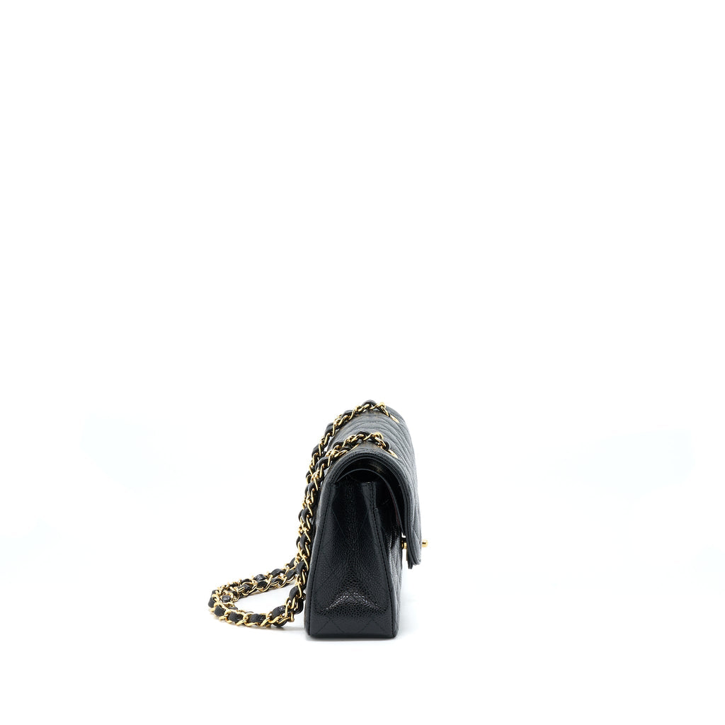 CHANEL SMALL CLASSIC FLAP BAG CAVIAR BLACK GHW(MICROCHIP)