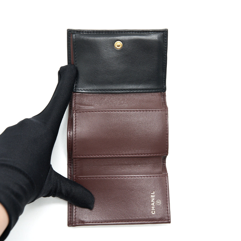 CHANEL 2.55 SMALL COMPACT WALLET BLACK GHW