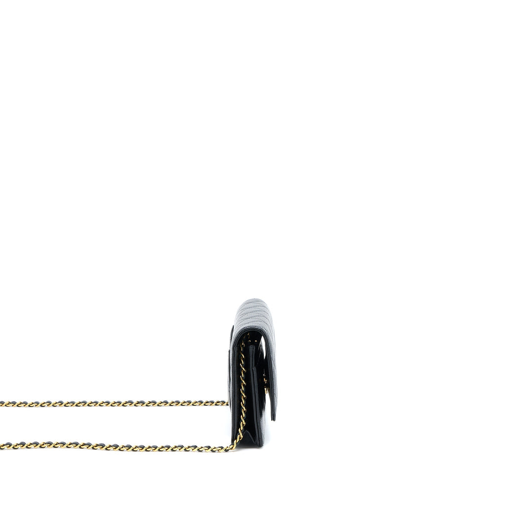 CHANEL CLASSIC WALLET ON CHAIN CAVIAR BLACK GHW (MICROCHIP)
