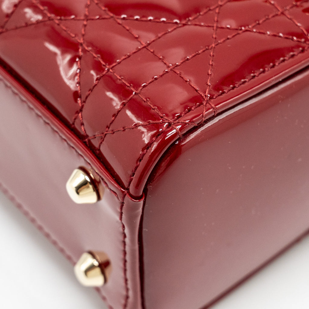 DIOR MINI LADY DIOR PATENT RED LGHW