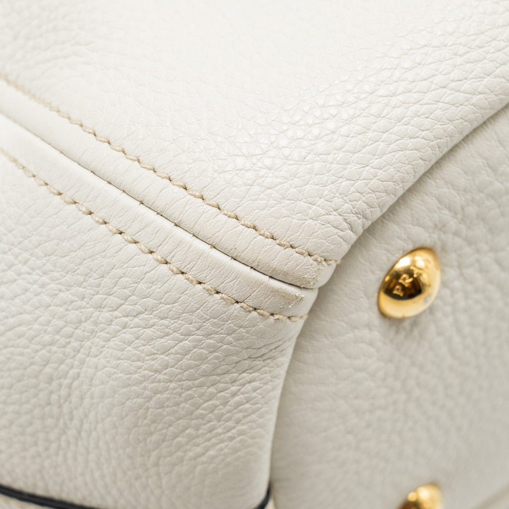 PRADA VITELLO DAINO BAG LEATHER WHITE GHW