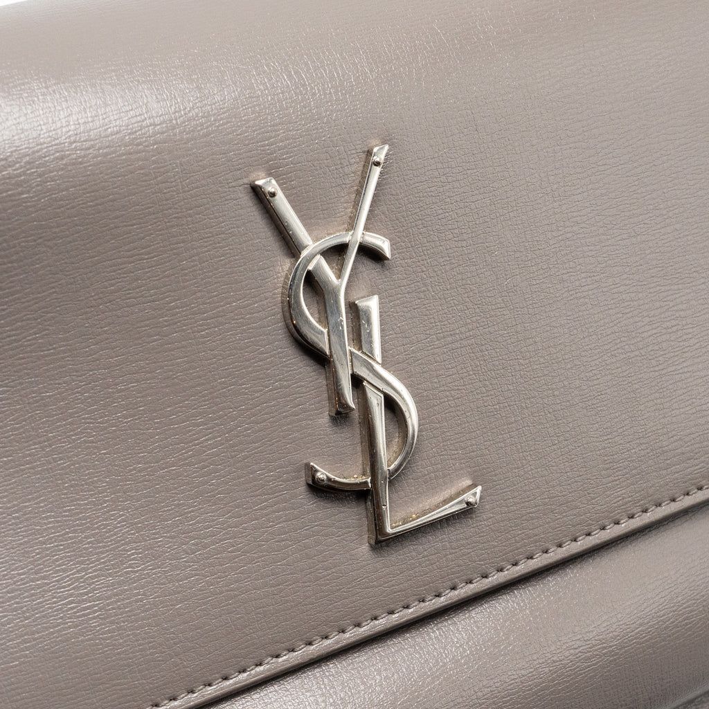 SAINT LAURENT / YSL MEDIUM SUNSET BAG CALFSKIN GREY SHW