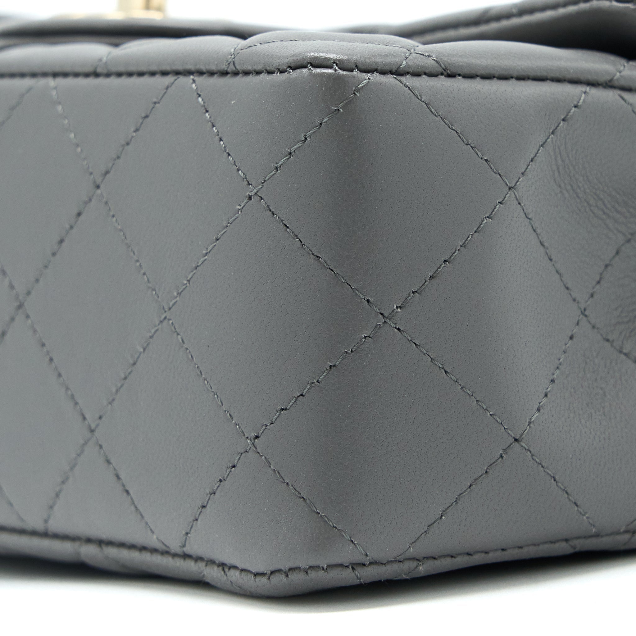 CHANEL 22A MINI RECTANGULAR FLAP BAG LAMBSKIN GREY LGHW (MICROCHIP)