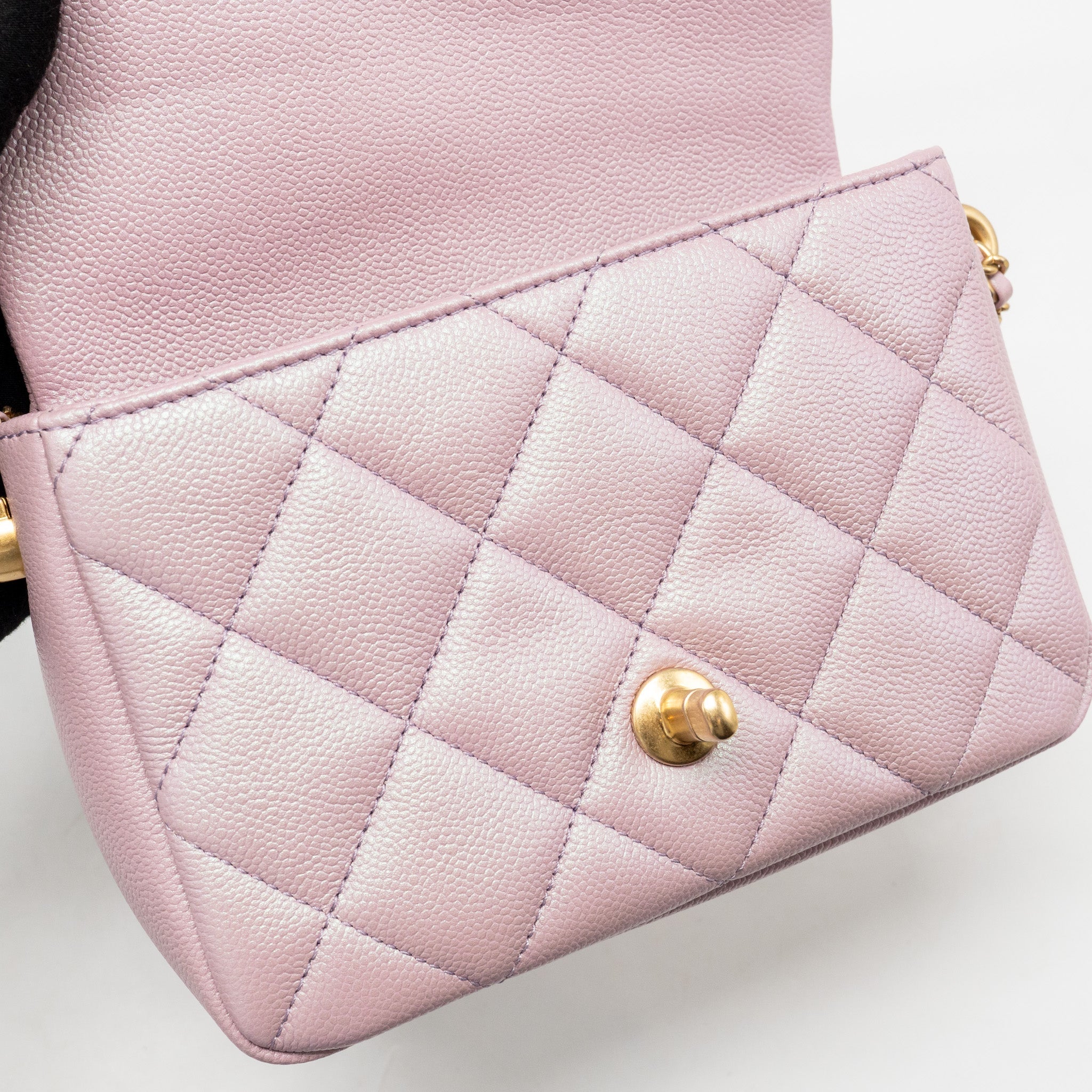 CHANEL 21K MY PERFECT MINI FLAP BAG CAVIAR IRIDESCENT PINK GHW (MICROCHIP)