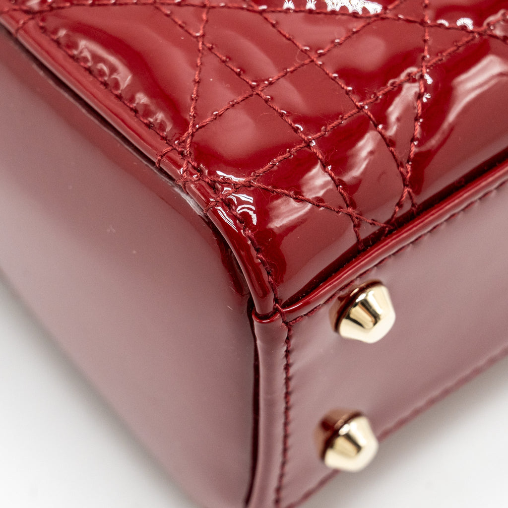 DIOR MINI LADY DIOR PATENT RED LGHW