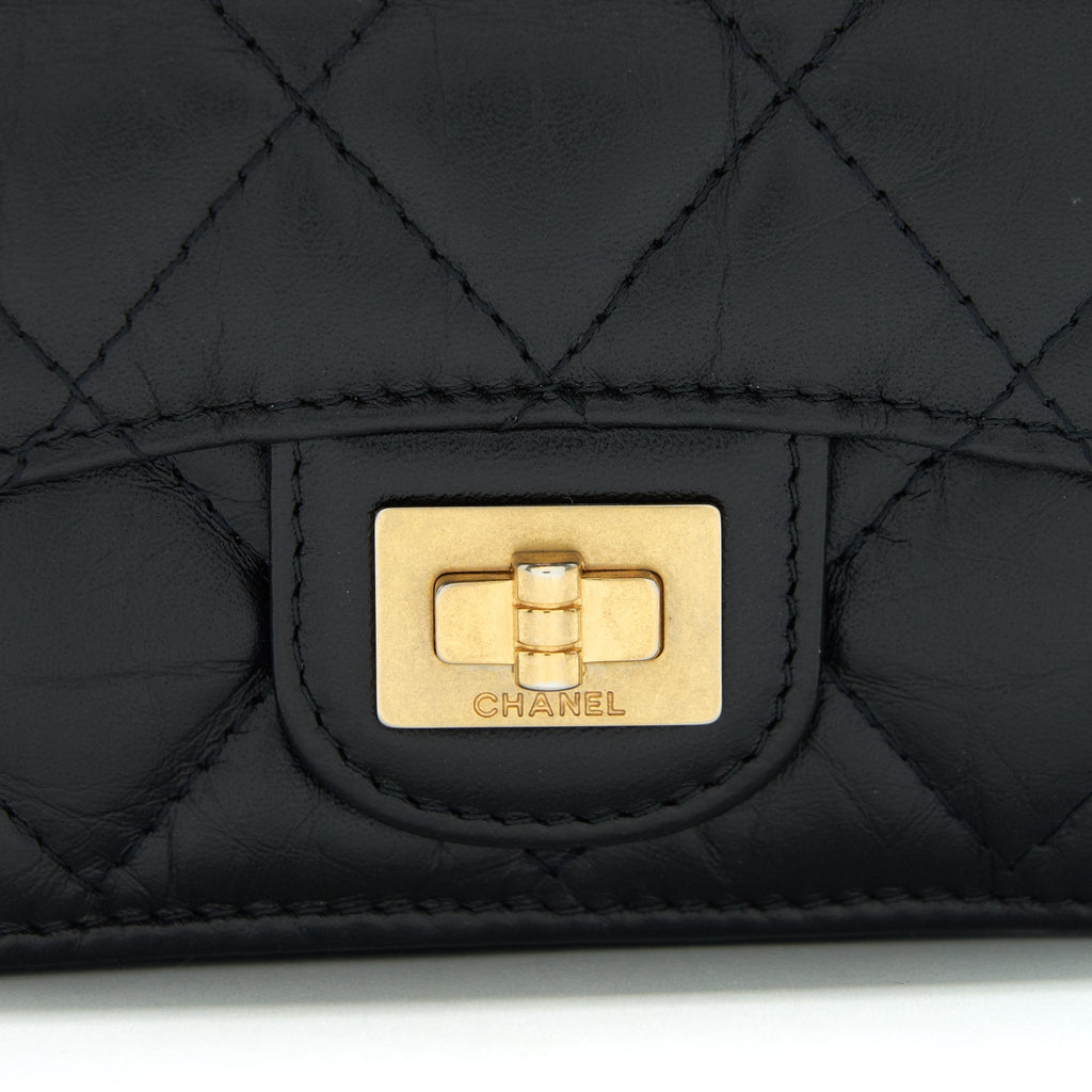 CHANEL 2.55 SMALL COMPACT WALLET BLACK GHW