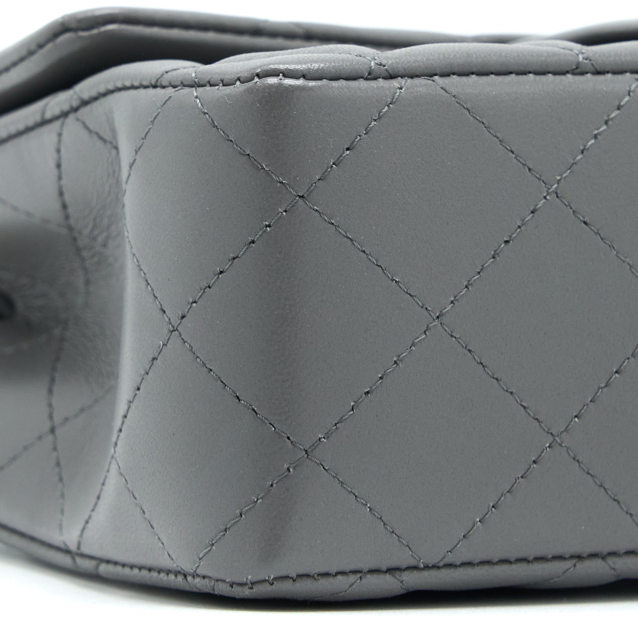 CHANEL 22A MINI RECTANGULAR FLAP BAG LAMBSKIN GREY LGHW (MICROCHIP)