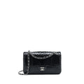 CHANEL MEDIUM CLASSIC DOUBLE FLAP BAG PYTHON BLACK SHW