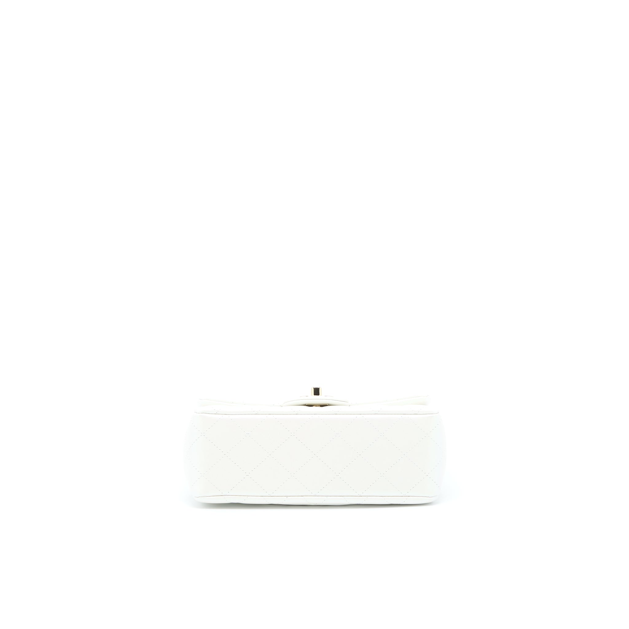 CHANEL CLASSIC MINI RECTANGULAR FLAP BAG CALFSKIN IRIDESCENT WHITE LGHW