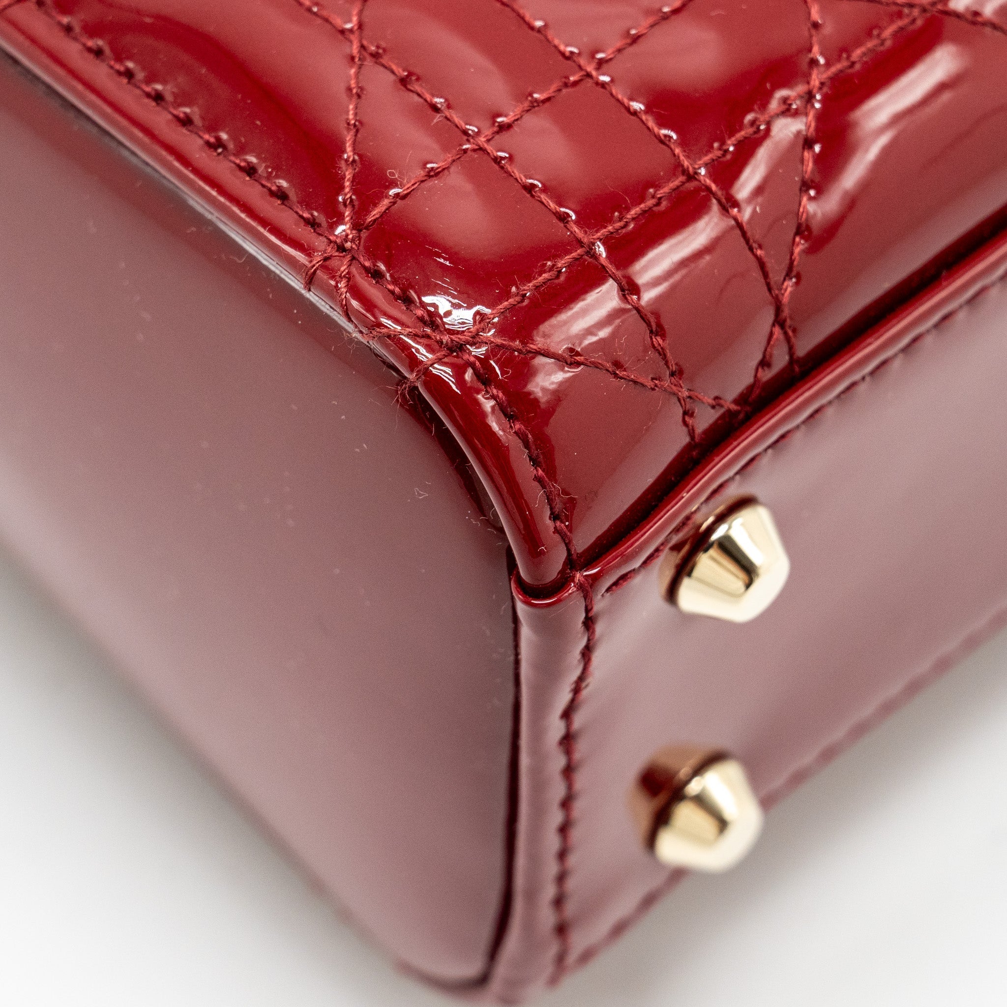 DIOR MINI LADY DIOR PATENT RED LGHW