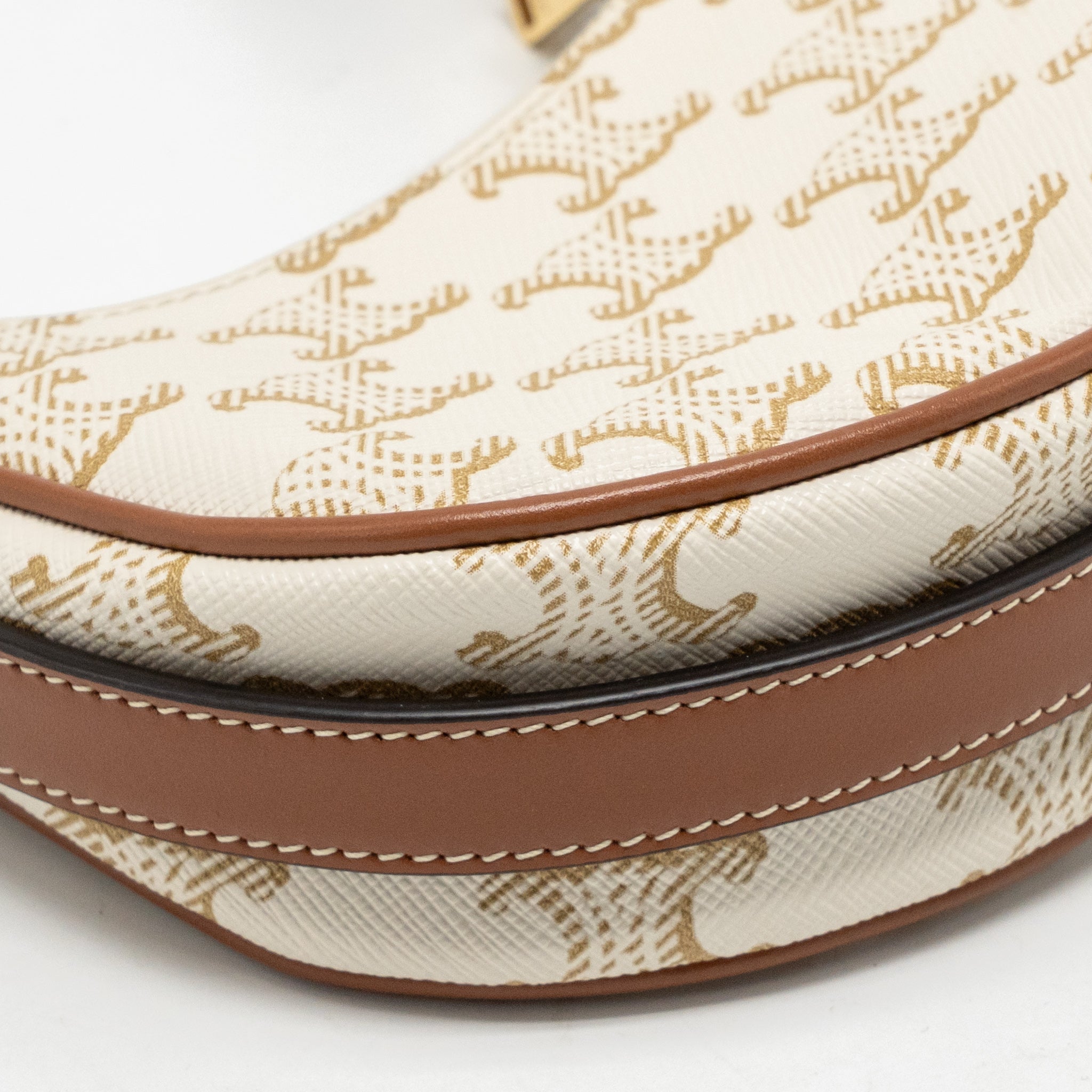 CELINE MINI AVA BAG TRIOMPHE CANVAS/CALFSKIN WHITE/BROWN GHW