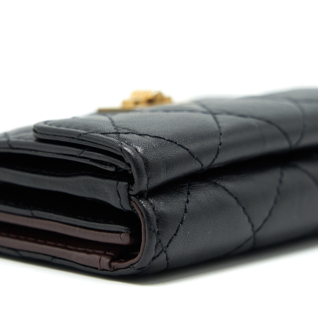 CHANEL 2.55 SMALL COMPACT WALLET BLACK GHW