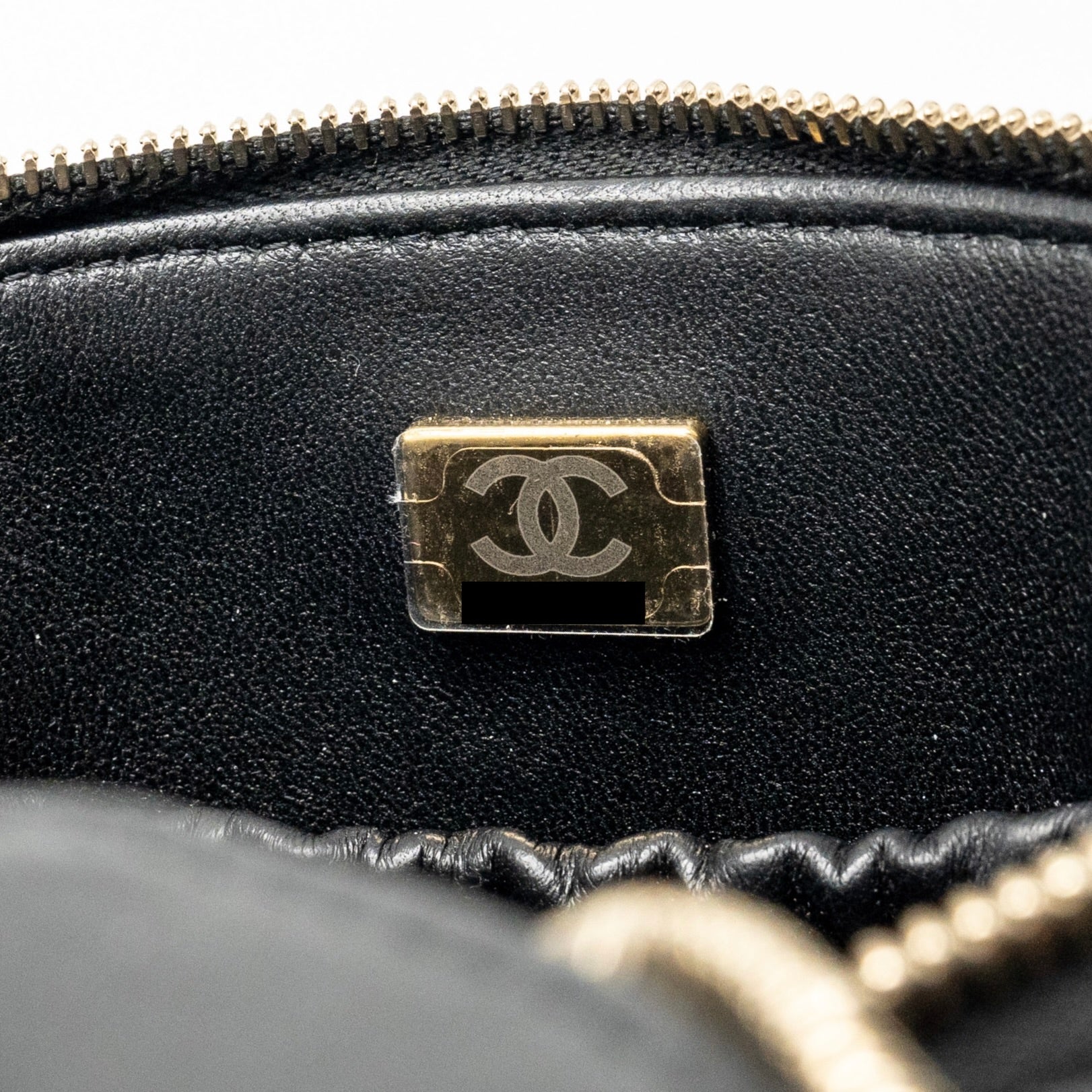 CHANEL AFTERNOON TEA TOP HANDLE VANITY CASE WITH CHAIN LAMBSKIN BLACK GHW (MICROCHIP)