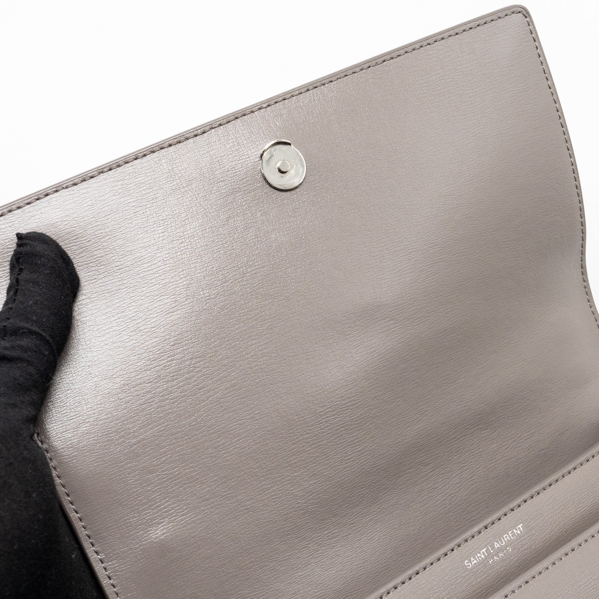SAINT LAURENT / YSL MEDIUM SUNSET BAG CALFSKIN GREY SHW