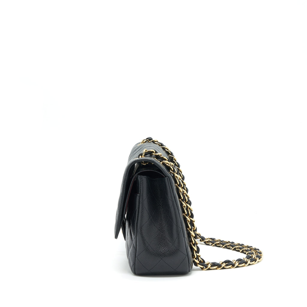 CHANEL CLASSIC JUMBO DOUBLE FLAP BAG CAVIAR BLACK LGHW