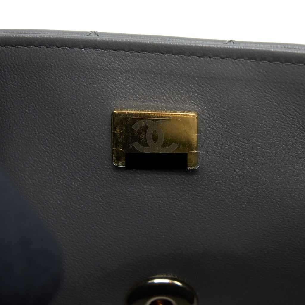 CHANEL 22A MINI RECTANGULAR FLAP BAG LAMBSKIN GREY LGHW (MICROCHIP)