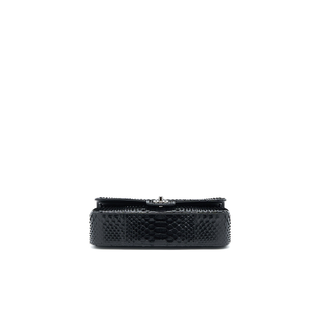 CHANEL MEDIUM CLASSIC DOUBLE FLAP BAG PYTHON BLACK SHW