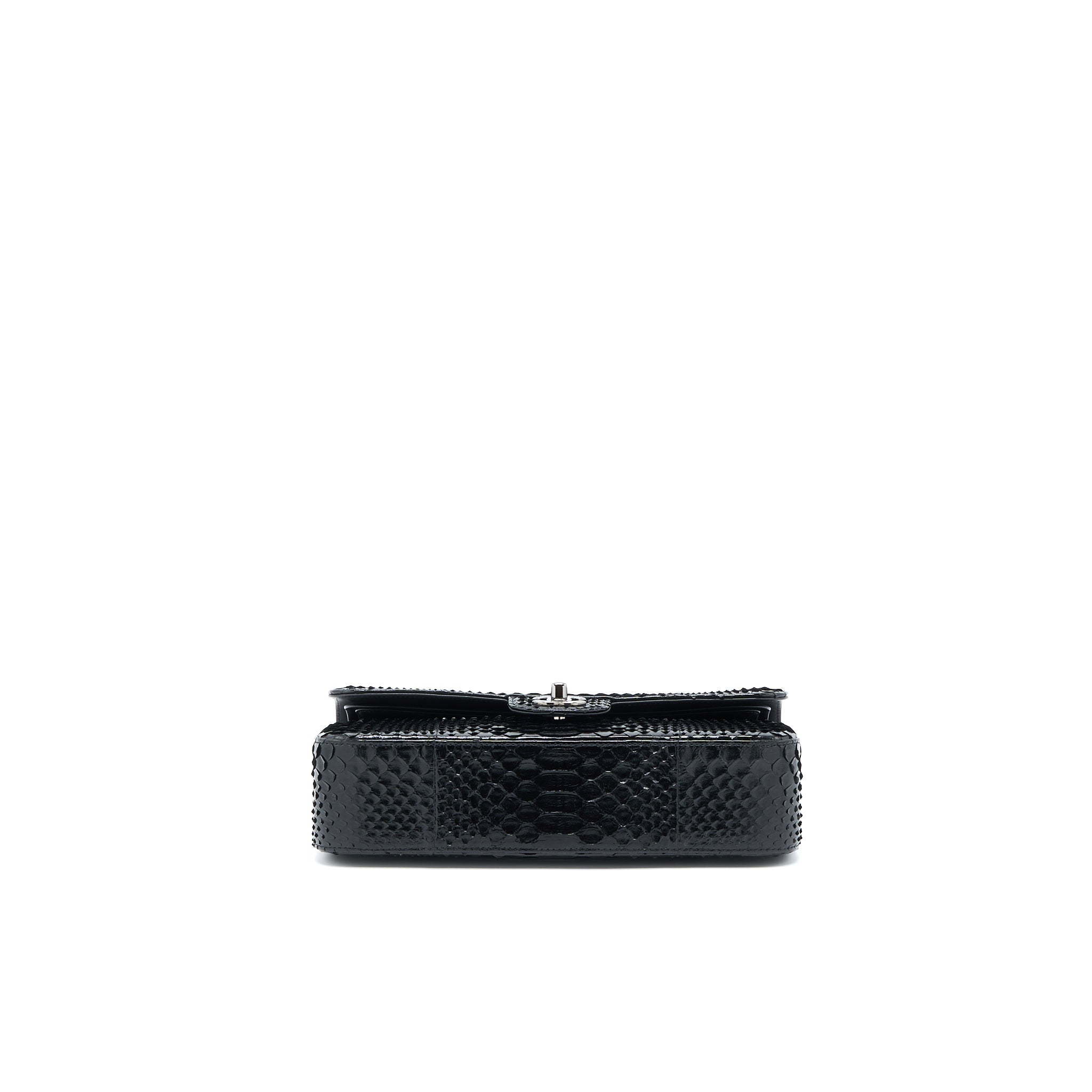 CHANEL MEDIUM CLASSIC DOUBLE FLAP BAG PYTHON BLACK SHW