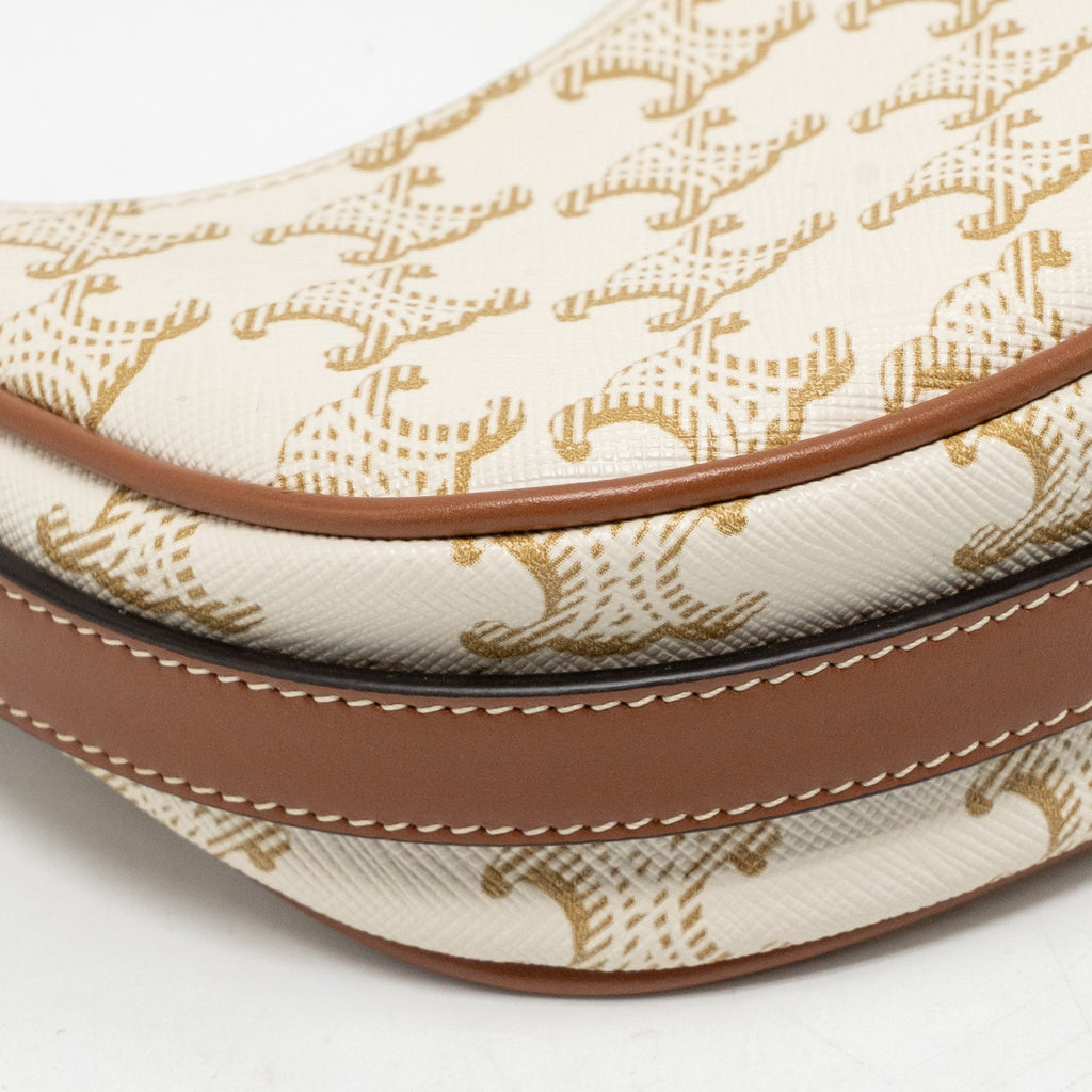 CELINE MINI AVA BAG TRIOMPHE CANVAS/CALFSKIN WHITE/BROWN GHW