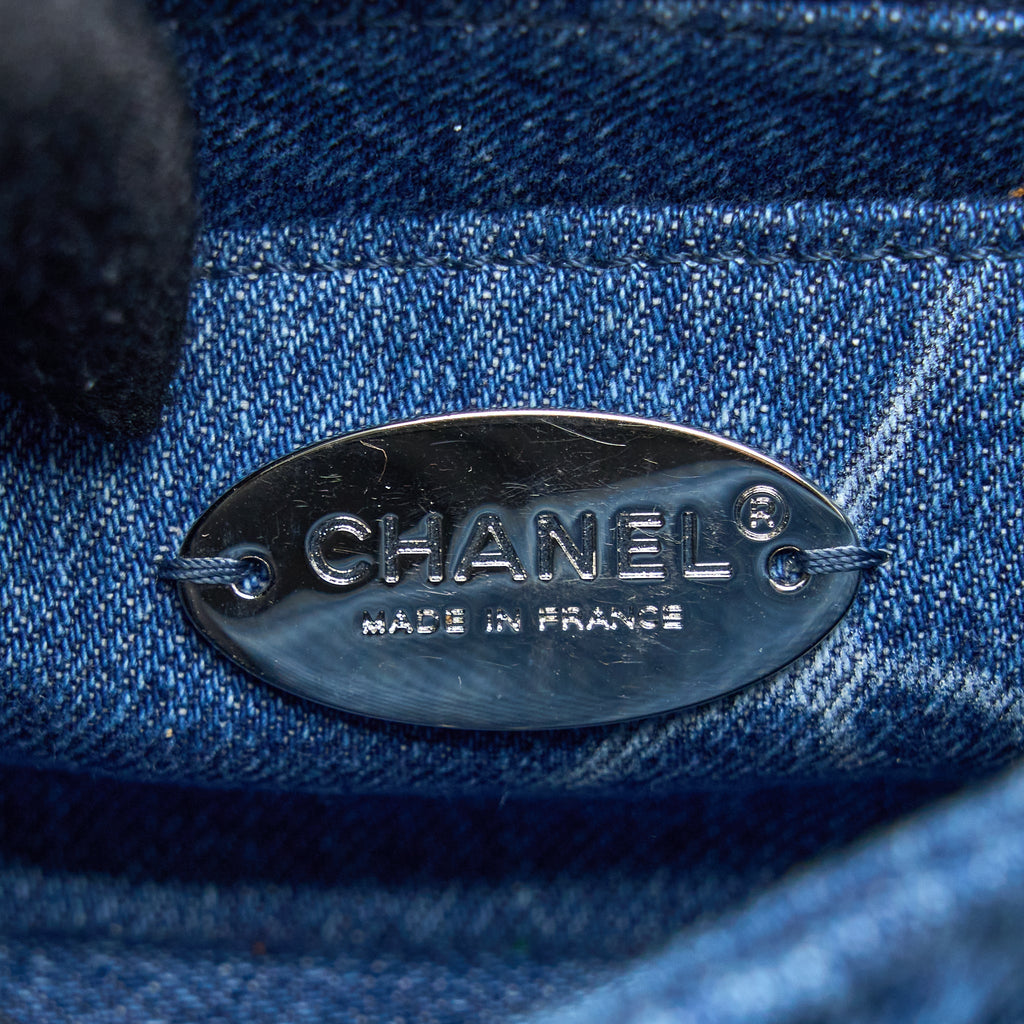 CHANEL 20B MINI SQUARE FLAP BAG CC PRINT DENIM BLUE SHW