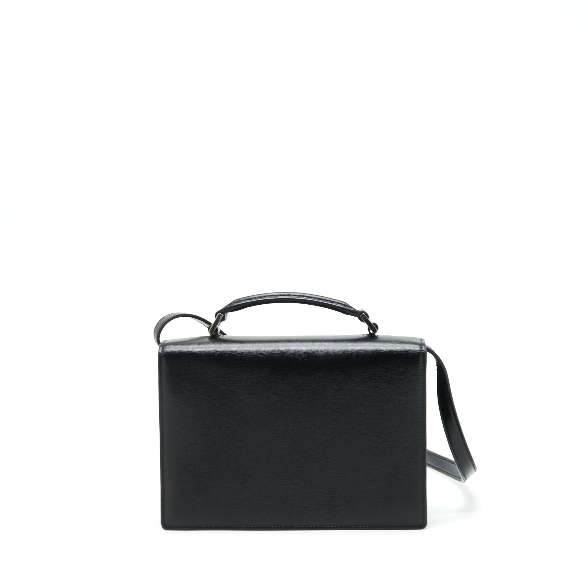 SAINT LAURENT/YSL BELLACHASSE CALFSKIN BLACK RUTHENIUM SLIVER HARDWARE