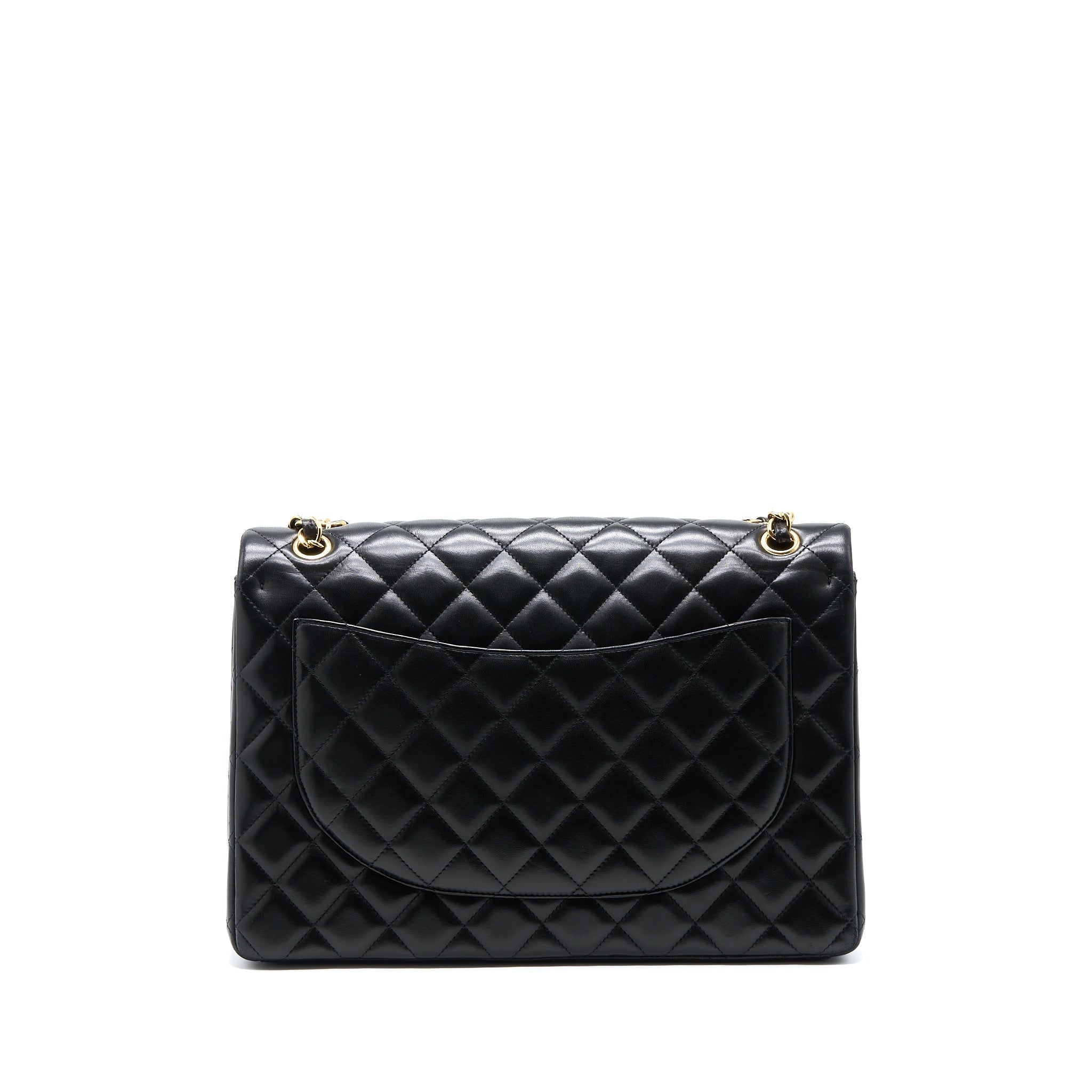 CHANEL MAXI CLASSIC DOUBLE FLAP BAG LAMBSKIN BLACK GHW