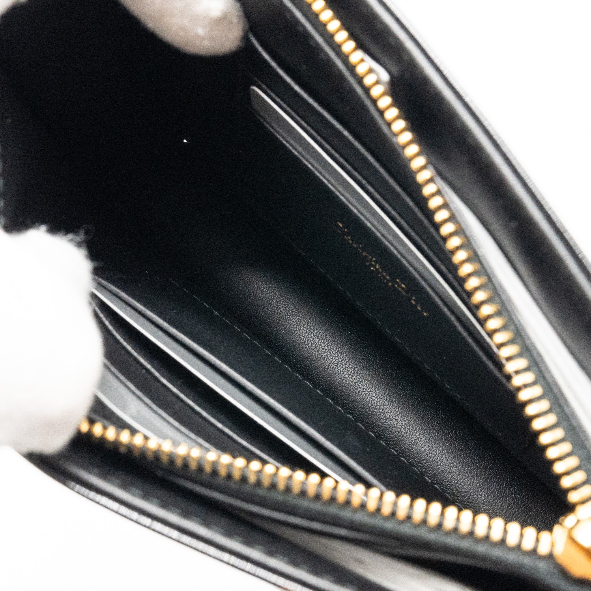 DIOR CARO POUCH WITH CHAIN PATENT CALFSKIN BLACK GHW