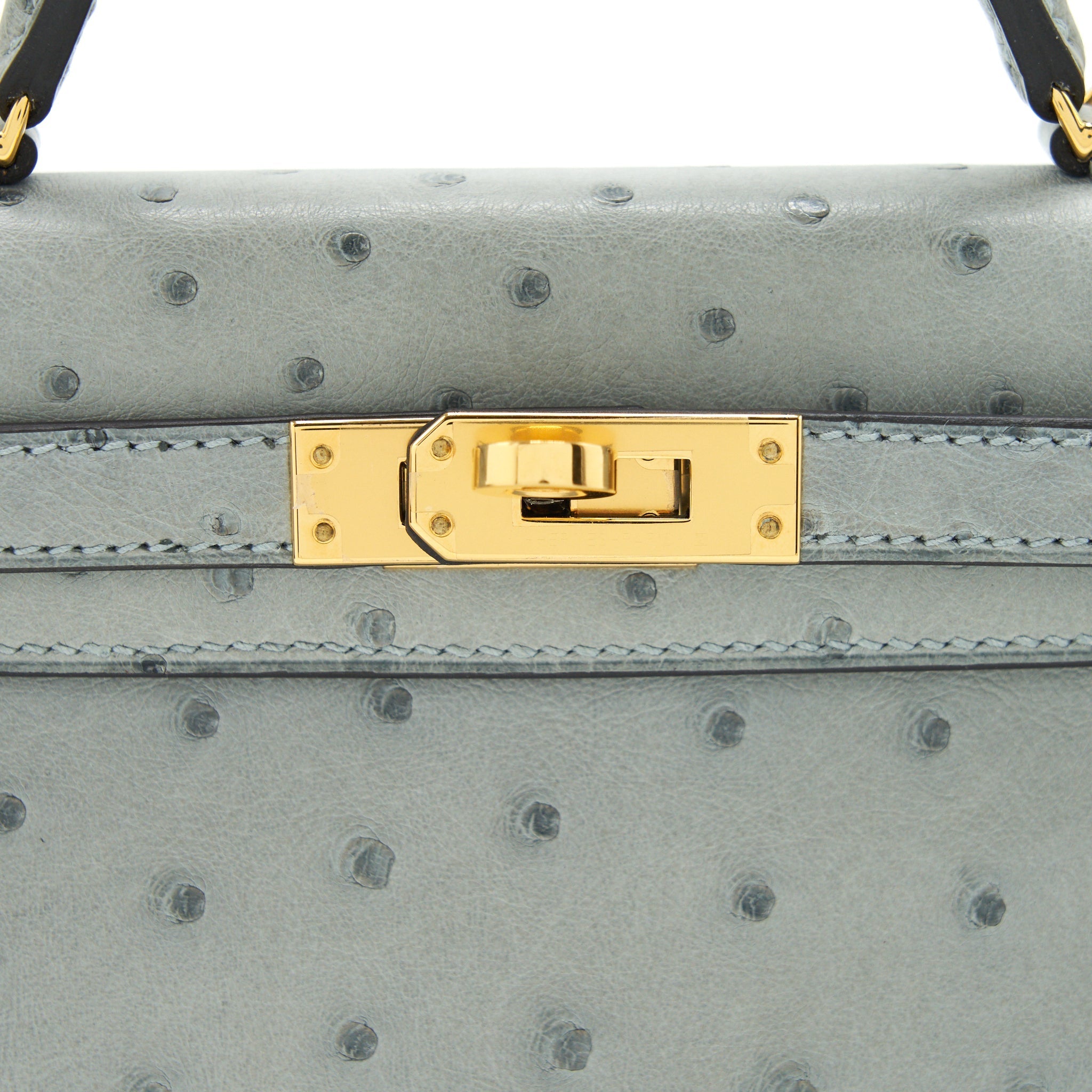 HERMES MINI KELLY Ⅱ OSTRICH BLUE GLACIER GHW