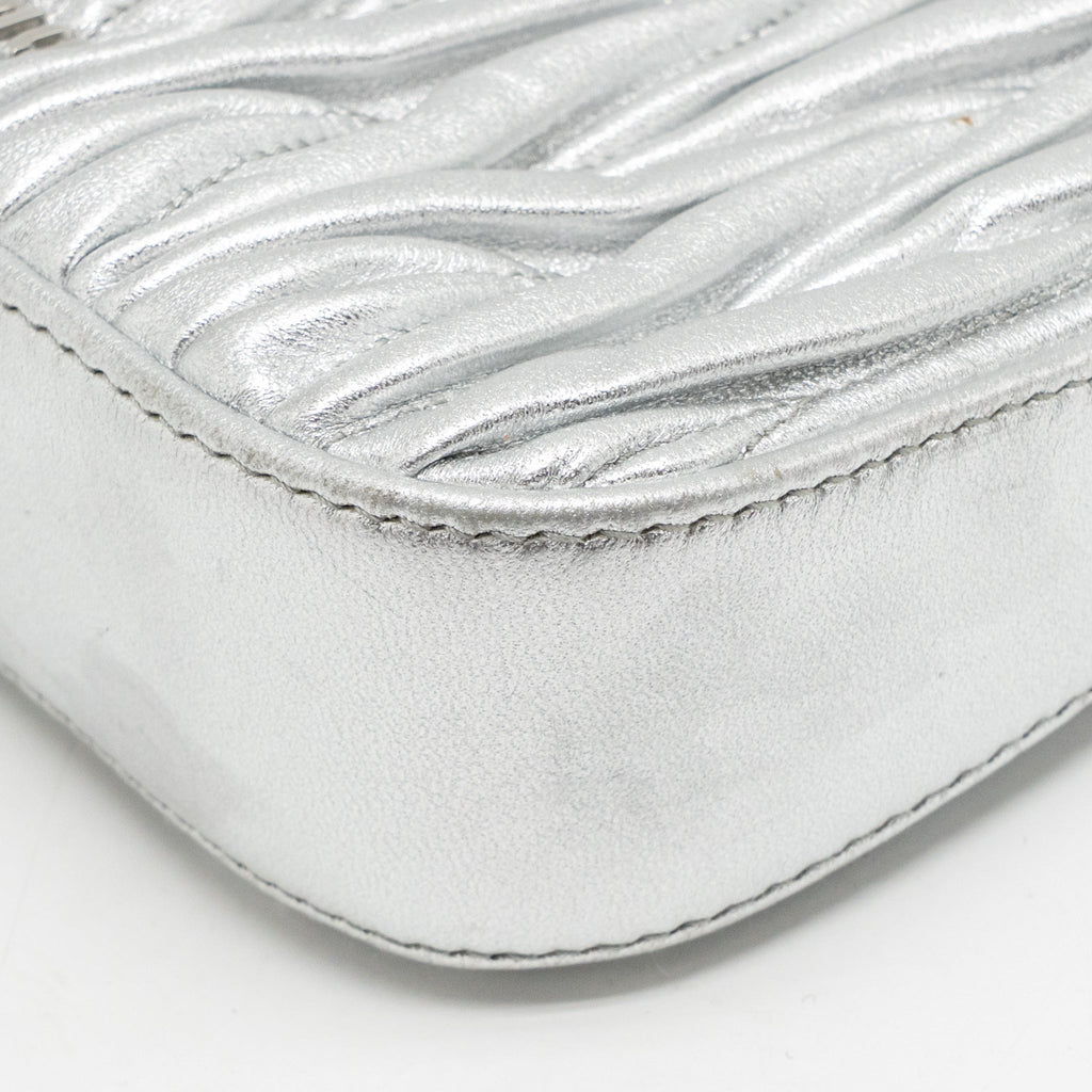MIU MIU SASSY BAG MATELASSE NAPA LEATHER SILVER SHW